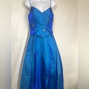 Joli Prom Spaghetti Beaded Peacock Dress Gown Size 8